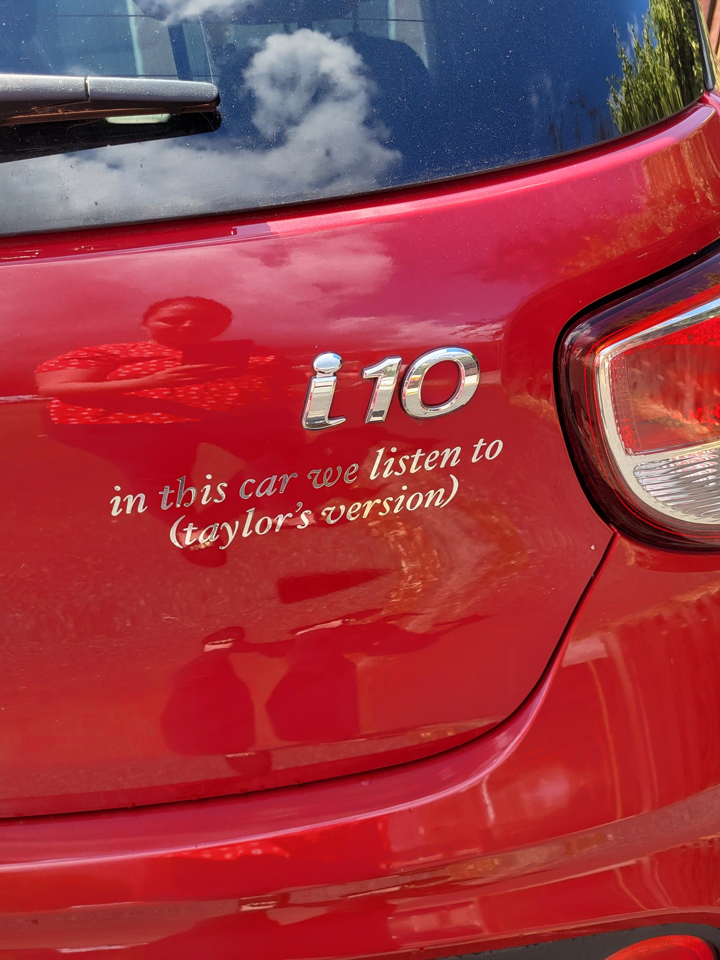 'In this car we listen to Taylor's Version' Car Decal