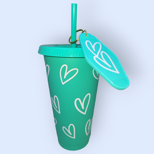 Love Heart 24oz Cold Cup and Keyring