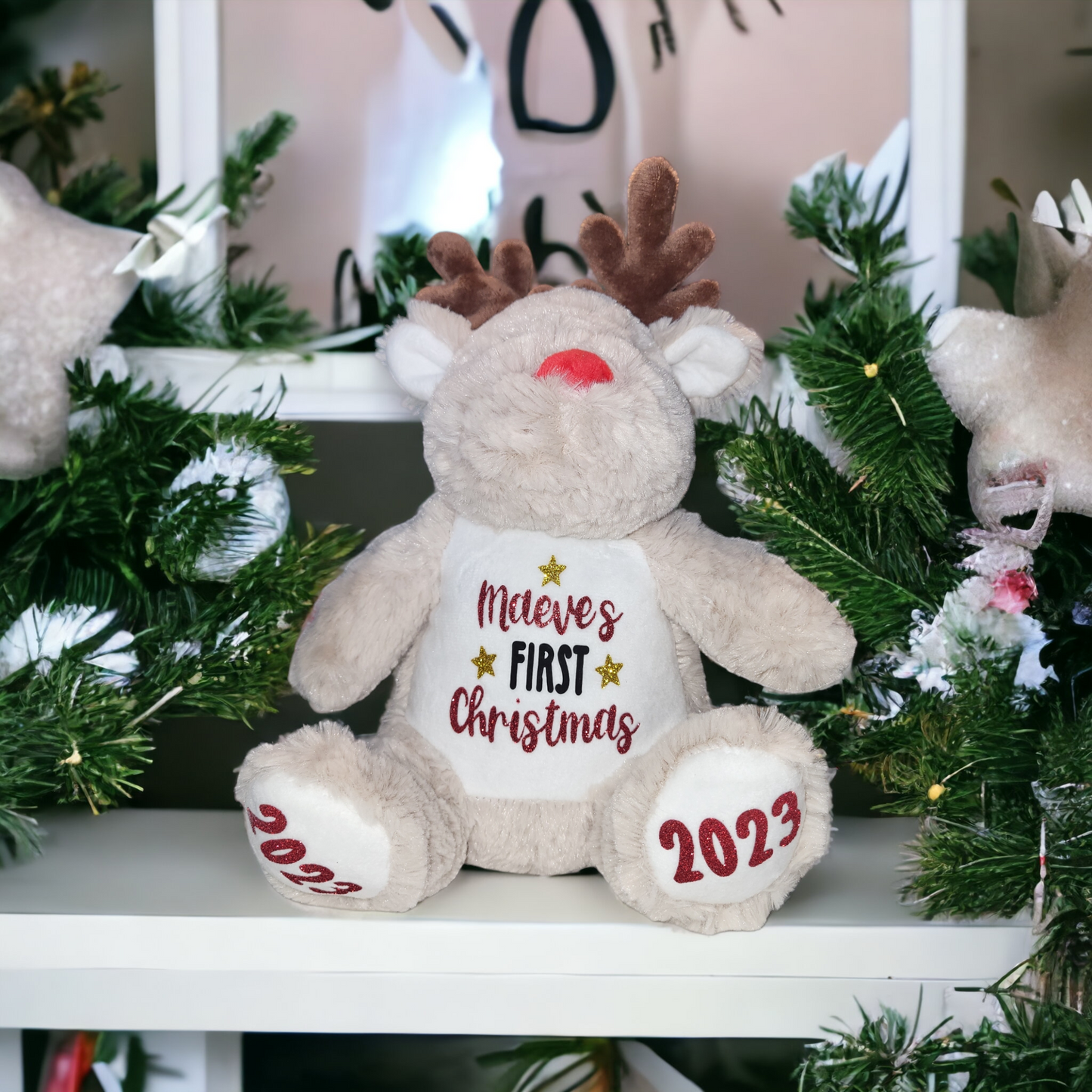 Personalised Christmas Reindeer Teddy Bear