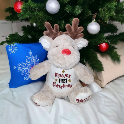 Personalised Christmas Reindeer Teddy Bear