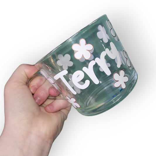 Floral Name Glass Mug