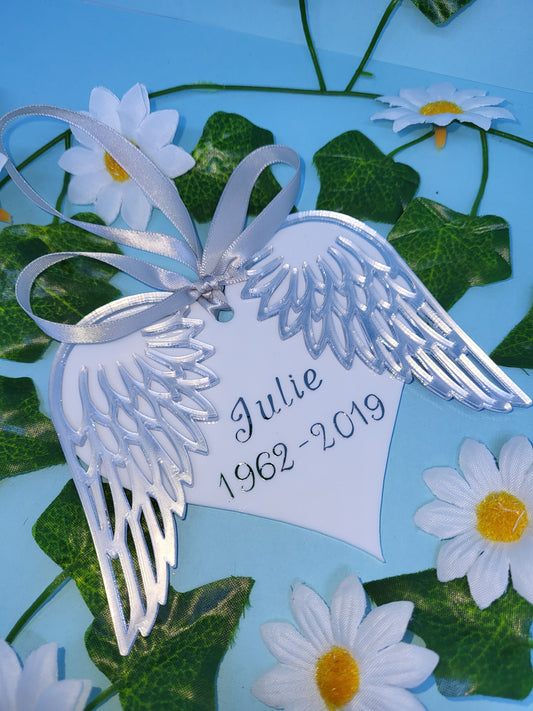 Angel Wings Heart Memorial Ornament