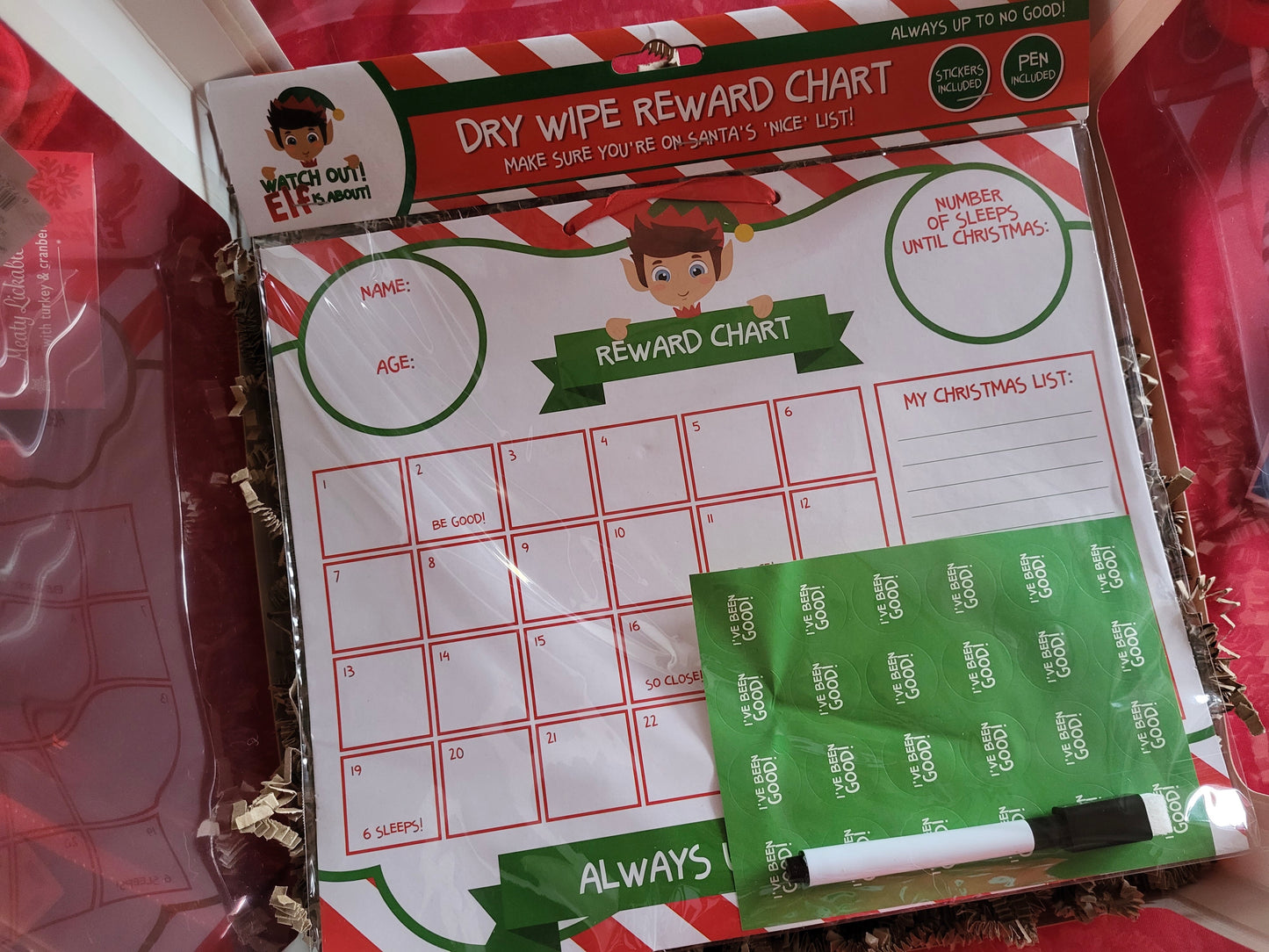 ‘Naughty Elf’ dry wipe reward chart